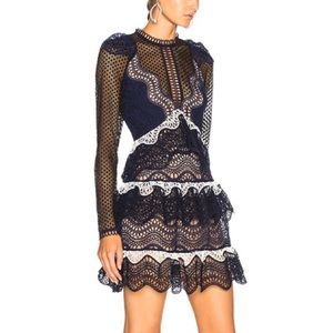 Self portrait wave guipure mini cocktail dress